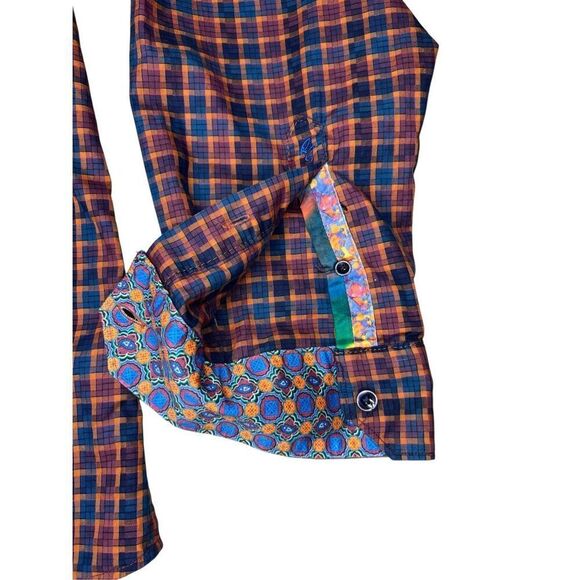 Robert Graham Men’s Large Trotter Plaid Long Sleeve Button Down Shirt Flip Cuff - Picture 5 of 8